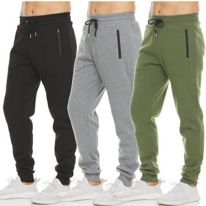 Men's Drawstring Jogger Pants - Black, Gray & Olive